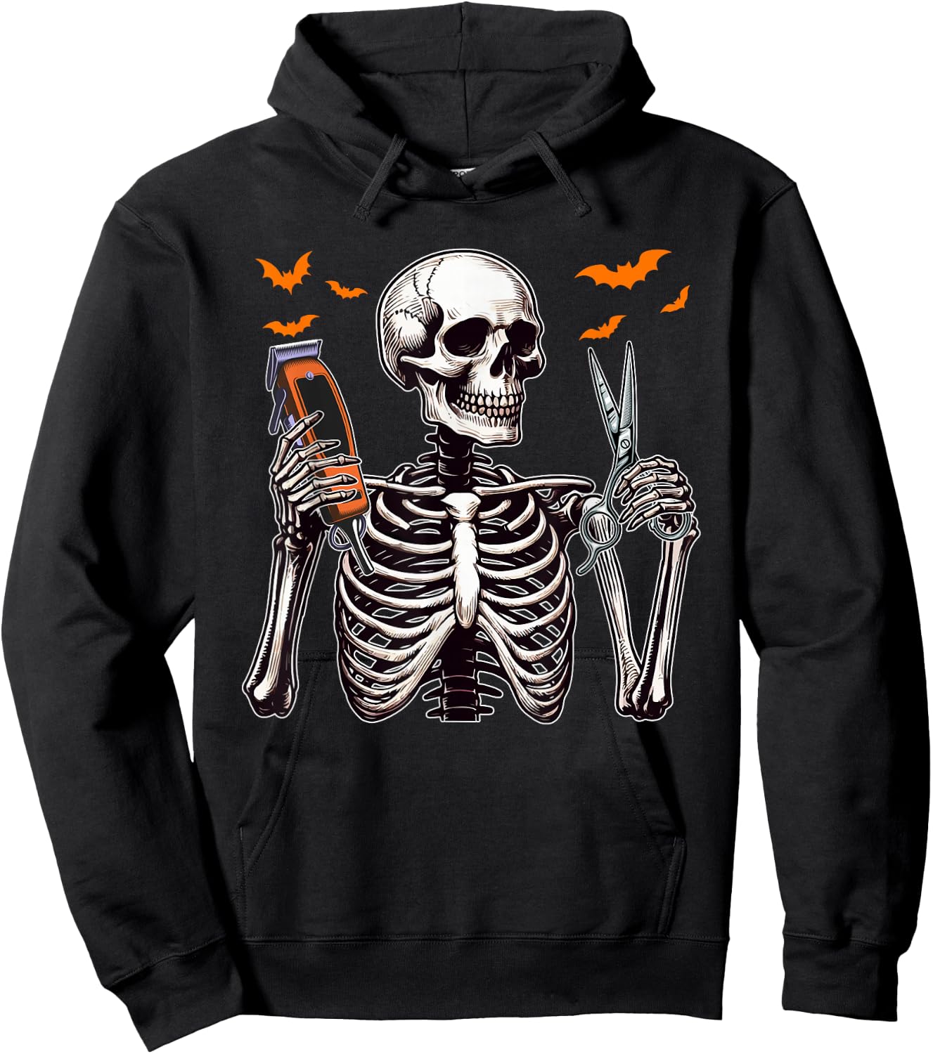 Barber Job Horror Skeleton Halloween Team Costume Parties Hoodie - Hoodie | Black