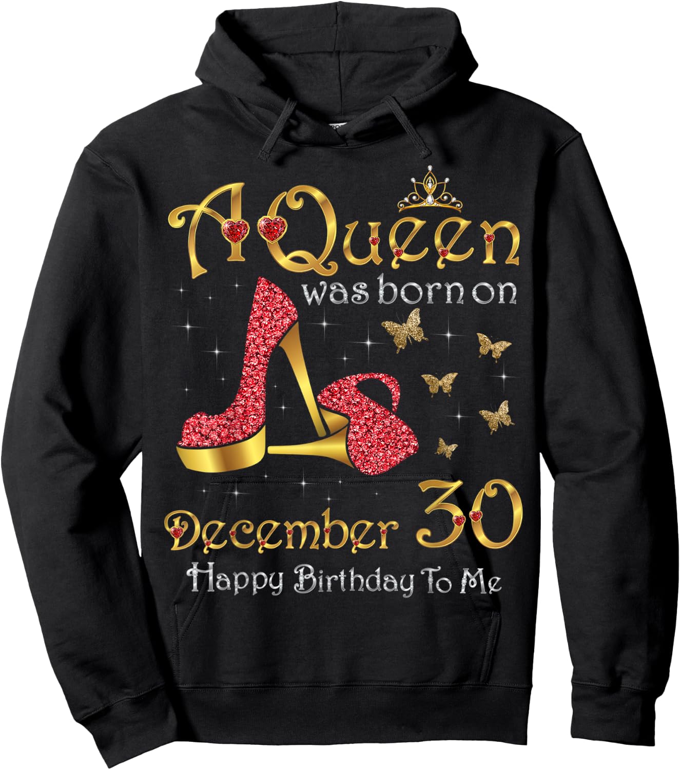 A Queen Was Born on December 30, 30th December Birthday Hoodie - Hoodie | Black