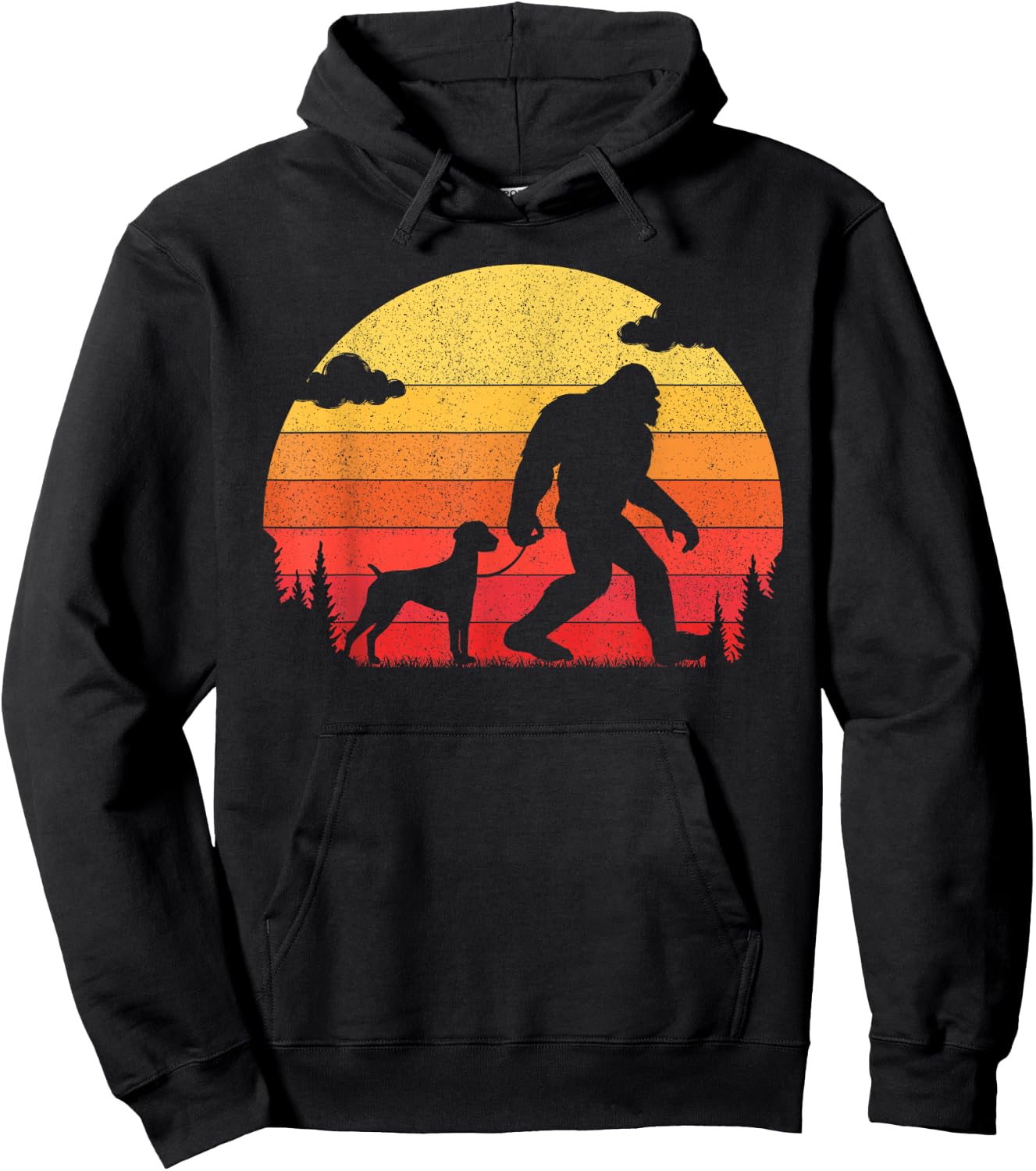 Retro Bigfoot Walking German Shorthaired Pointer Dog Hoodie - Hoodie | Black