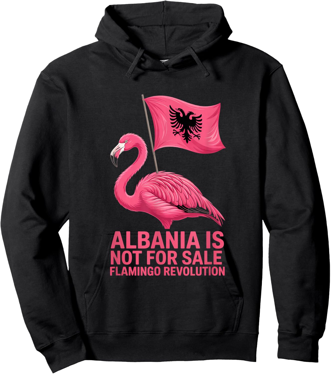 Albania Flag Pink Flamingo Albania is not for Sale Hoodie - Hoodie | Black