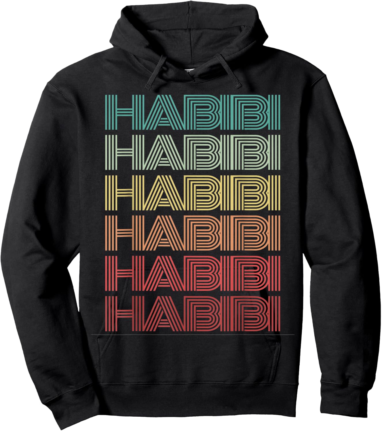 Funny Arabic Word HABIBI Retro Wife Halal Arab Yalla Wedding Hoodie - Hoodie | Black