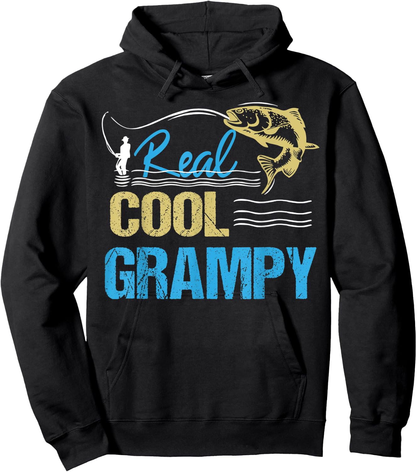 Vintage Reel Cool Grampy Fishing Daddy Grandpa Fathers Day Hoodie - Hoodie | Black