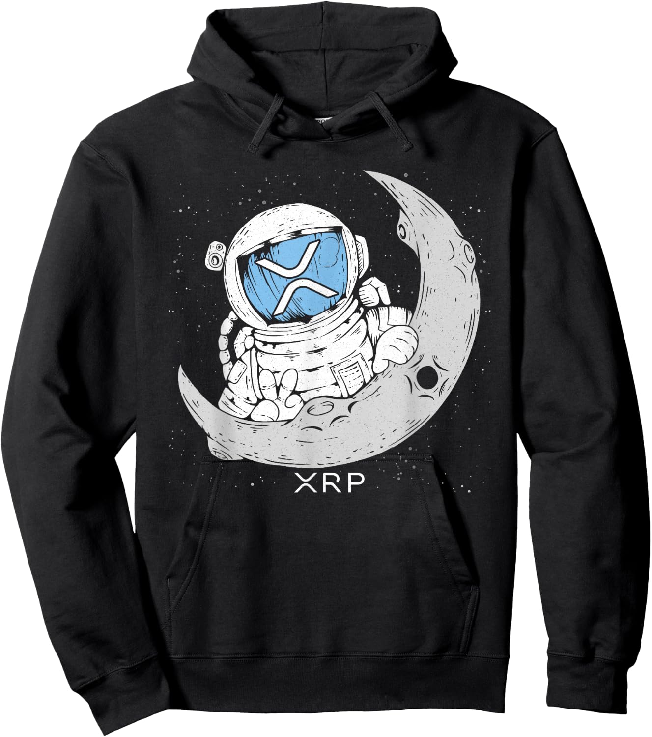 Crypto Meme - XRP Cryptocurrency - Astronaut Moon - XRP Hoodie - Hoodie | Black