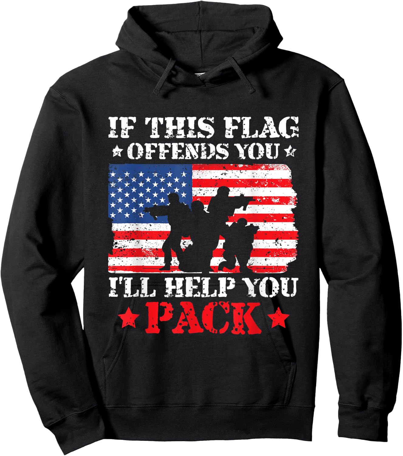 If This Flag Offends You I'll Help You Pack 4th of July Hoodie - Hoodie | Black