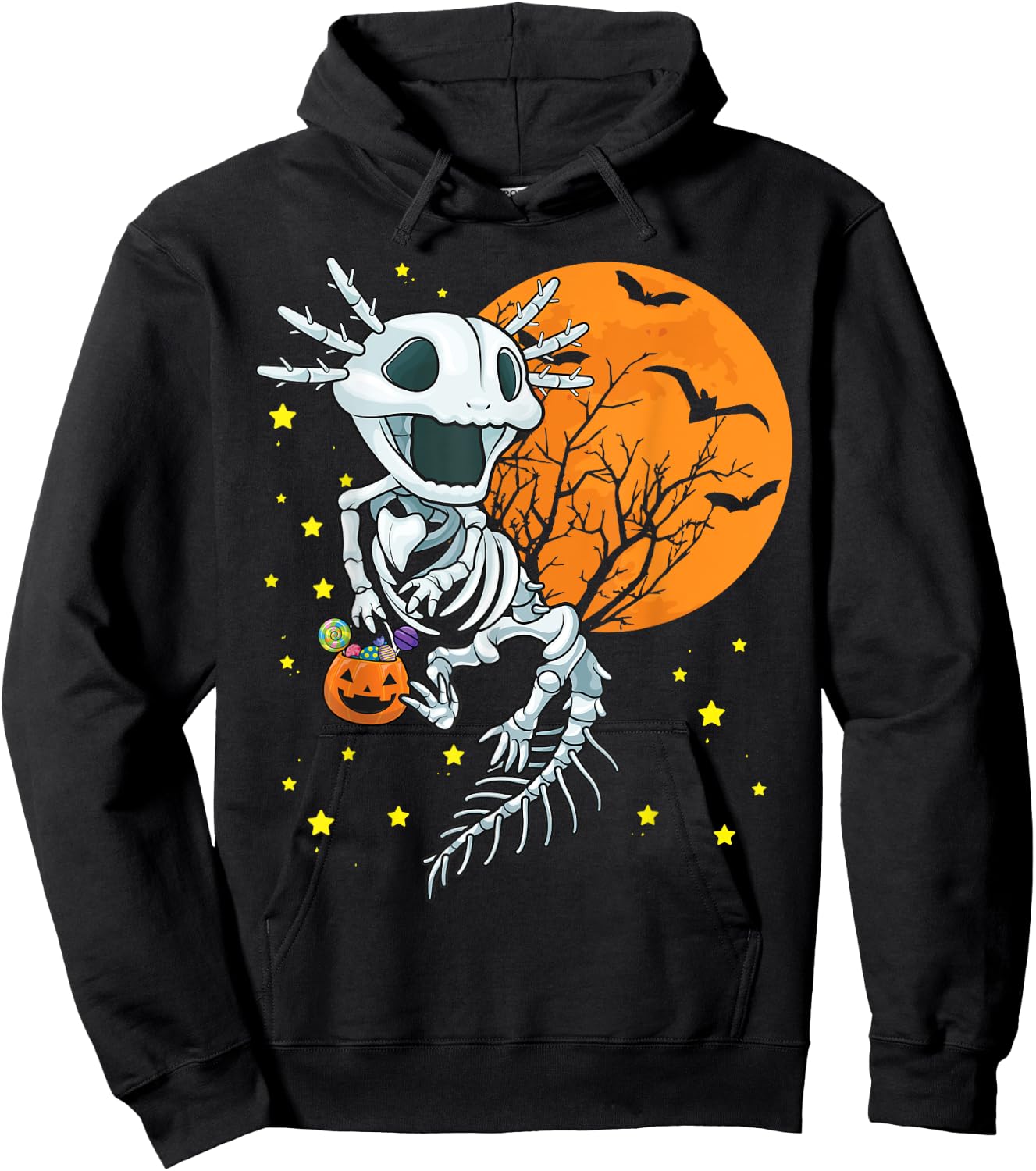 Axolotl Shirt - Axolotl Halloween Costume Skeleton Pumpkin Hoodie - Hoodie | Black