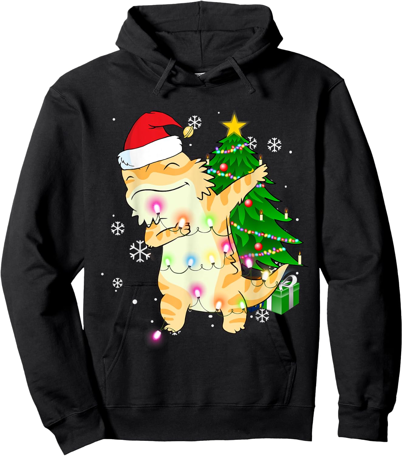 Dabbing Bearded Dragon Christmas Costume Cute Youth Kids Hoodie - Hoodie | Black