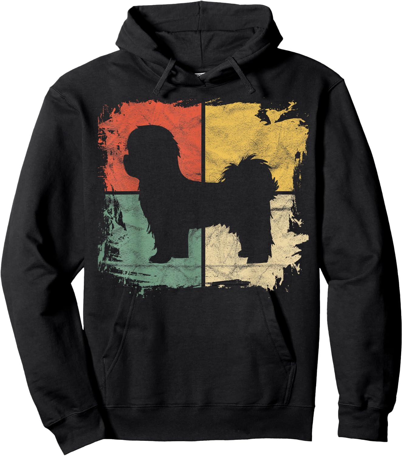 Square Retro Shih Tzu Owner Gift Dog Parents Apparel Dad Mom Hoodie - Hoodie | Black