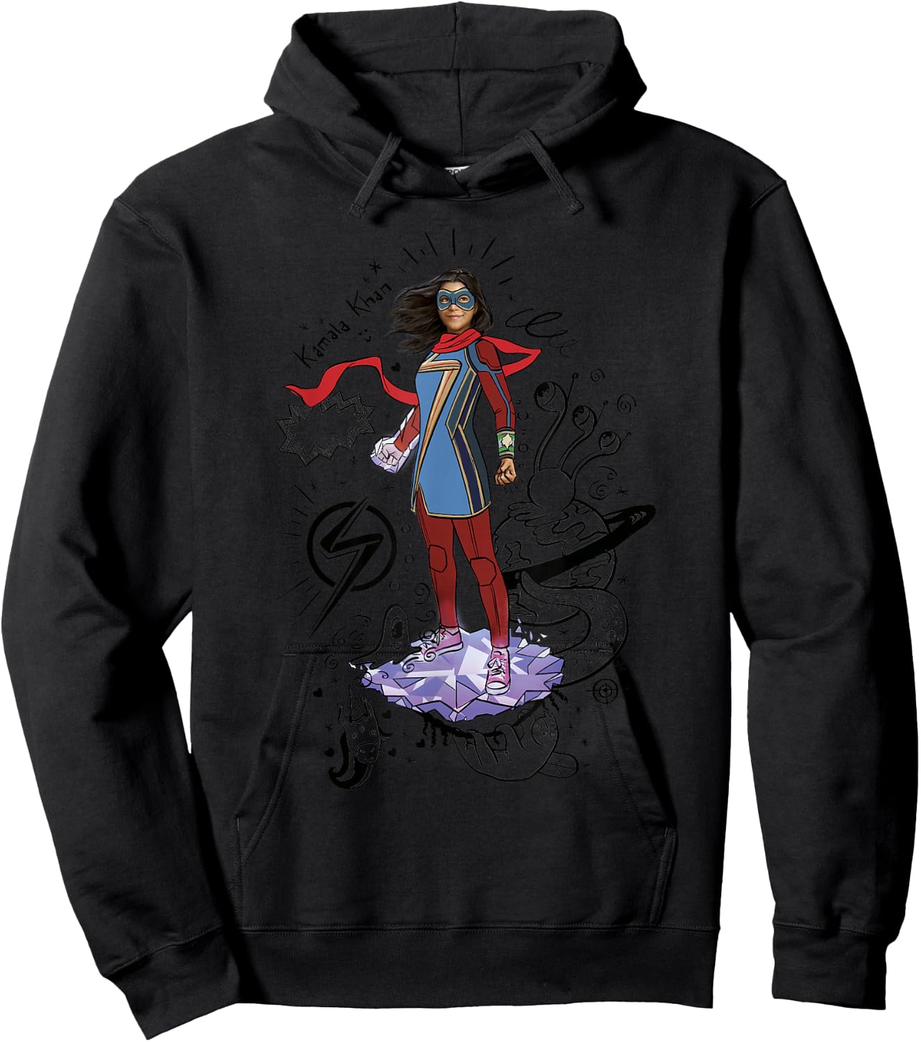 Marvel Ms. Marvel Hero Scribbles Poster Hoodie - Hoodie | Black
