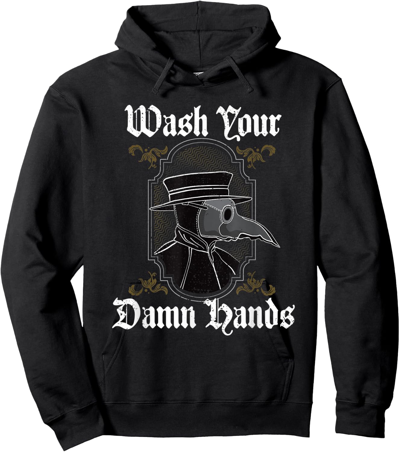 Vintage Plague Doctor Wash Your Damn Hands Hoodie - Hoodie | Black