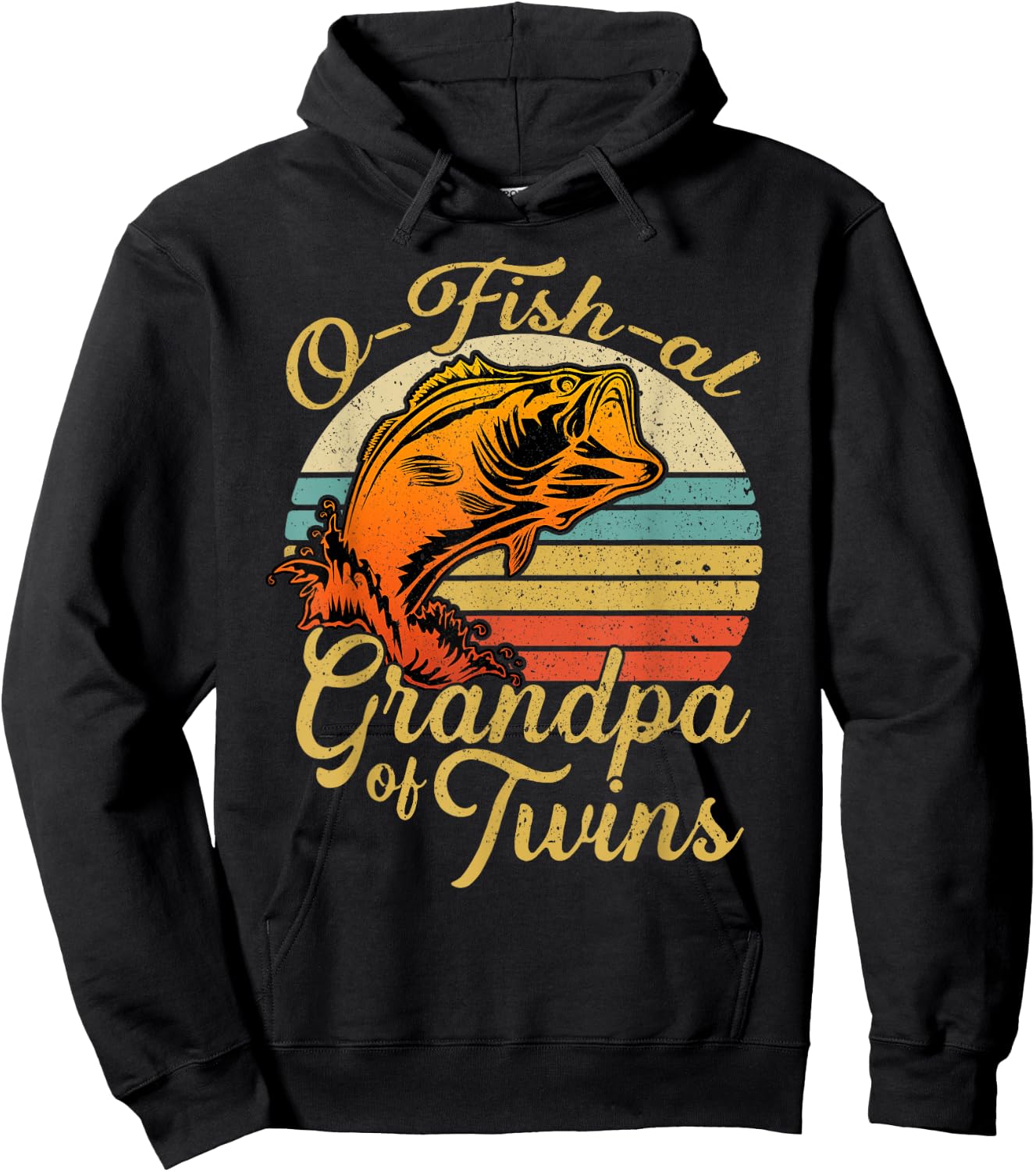 O fish al Grandpa of Twins Baby Pregnancy Announcement Hoodie - Hoodie | Black