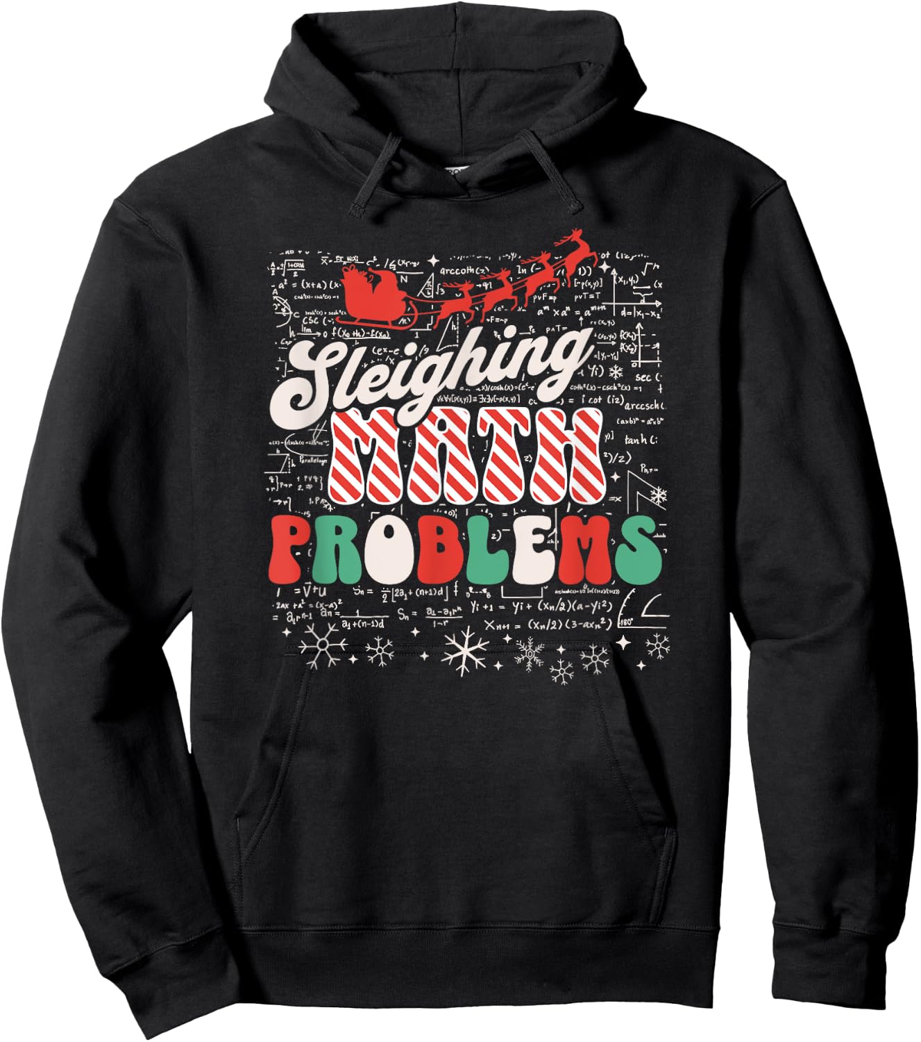 Sleighing Math Problems - Funny Christmas Math Teacher Santa Women Hoodie - Hoodie | Black