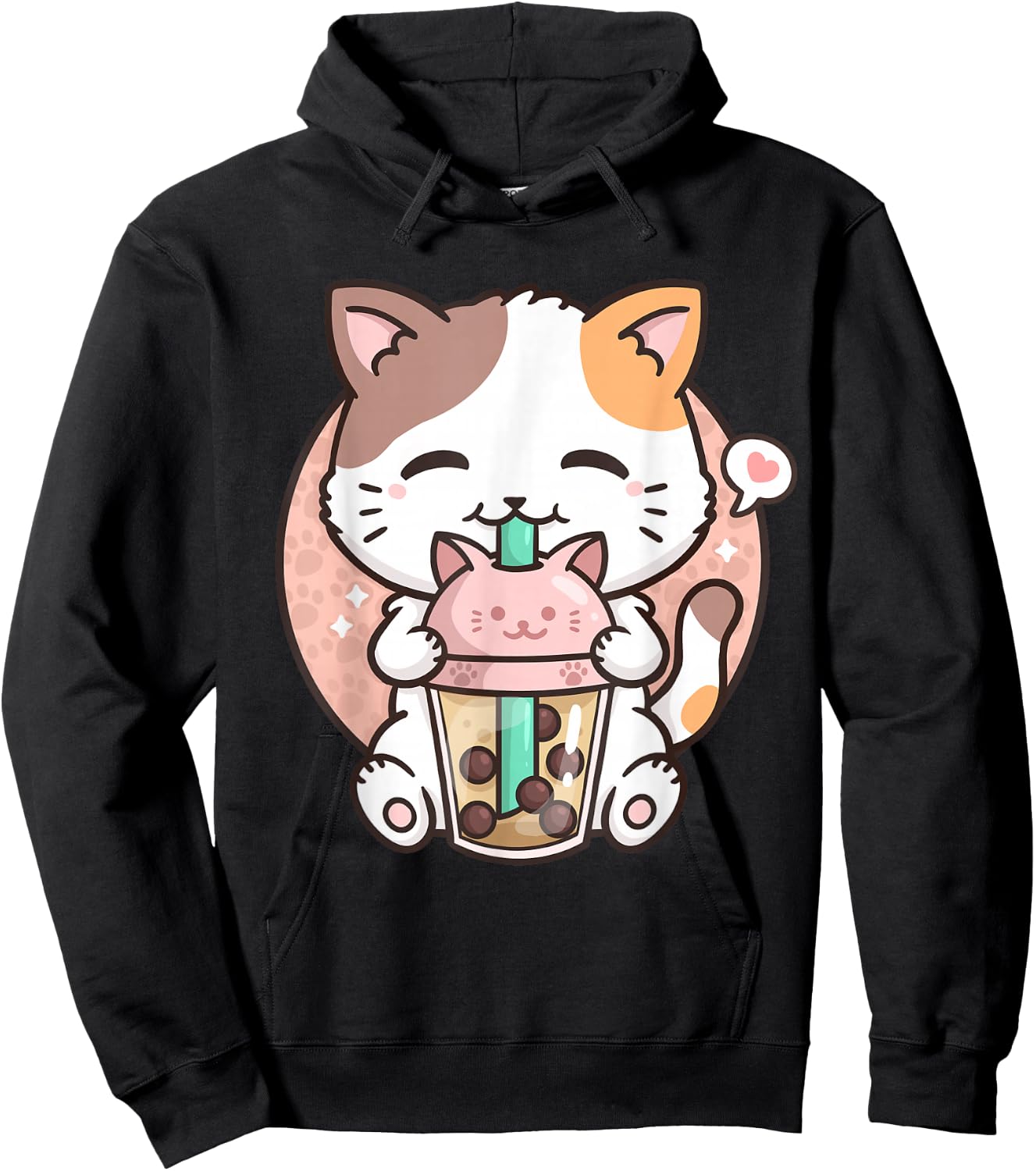 Boba Tea Cat Bubble Tea Cat Milk Tea Kawaii Anime Cat Hoodie - Hoodie | Black