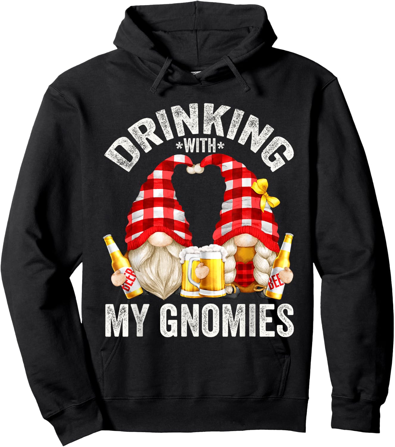 Beer Drinking With My Gnomies Funny Beer Gnomes Hoodie - Hoodie | Black