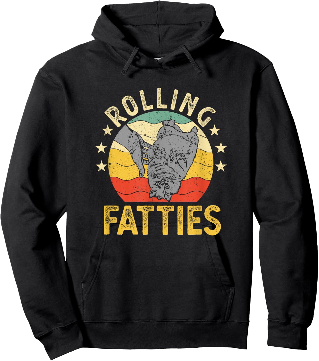 Vintage Rolling Fatties Cat Retro Kitty Kitten Meow Lover Women Hoodie - Hoodie | Black