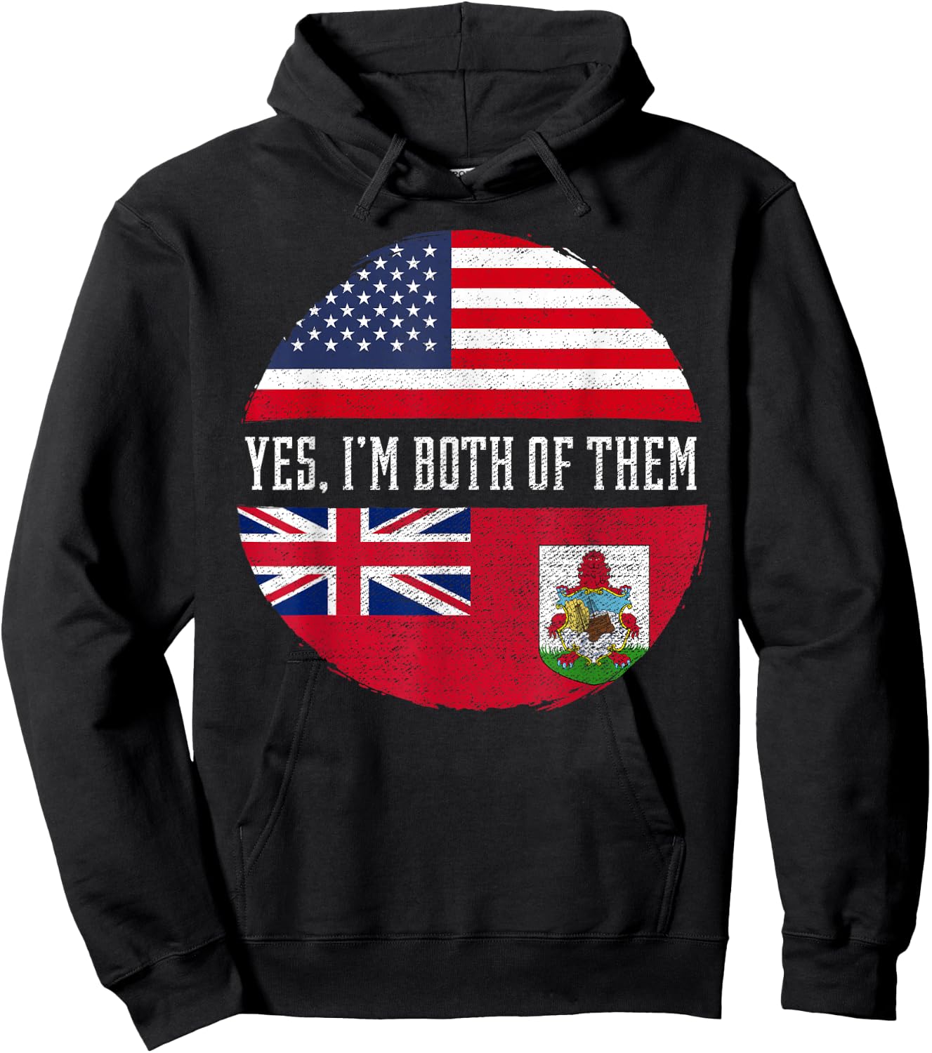 Half American Half Bermudian USA Flag Bermuda Heritage DNA Hoodie - Hoodie | Black