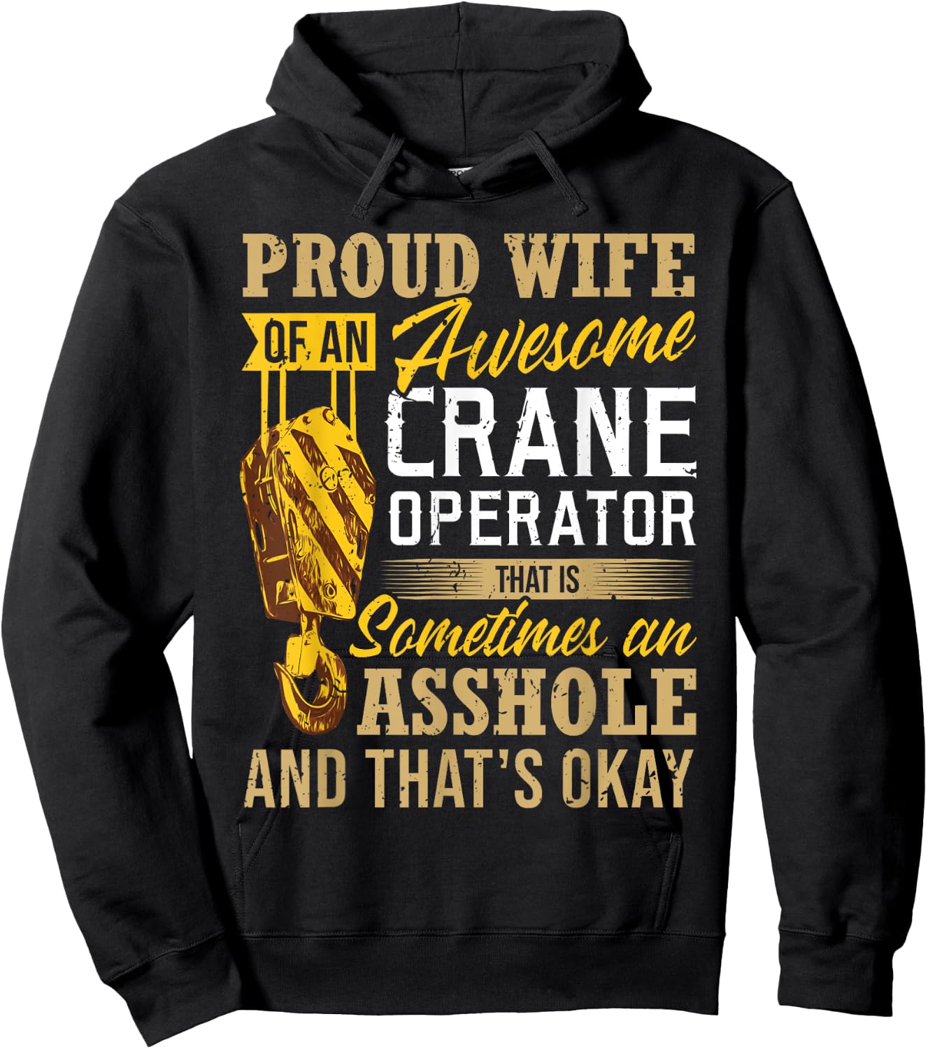 Proud Wife Of An Awesome Crane Operator - Couple Funny Gift Hoodie - Hoodie | Black