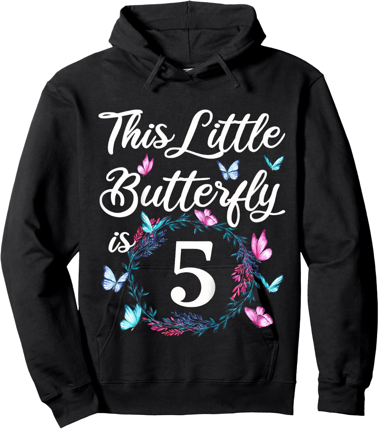 5th Birthday This Little Butterfly Is 5 Years Old Hoodie - Hoodie | Black