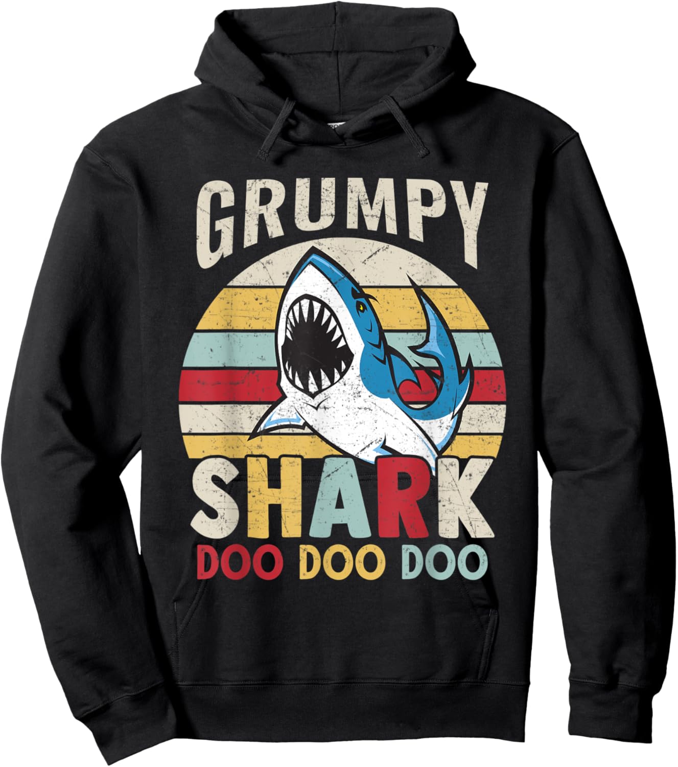 FAMILY 365 Fathers Day Funny Grumpy Shark Grandpa Gift Men Hoodie - Hoodie | Black