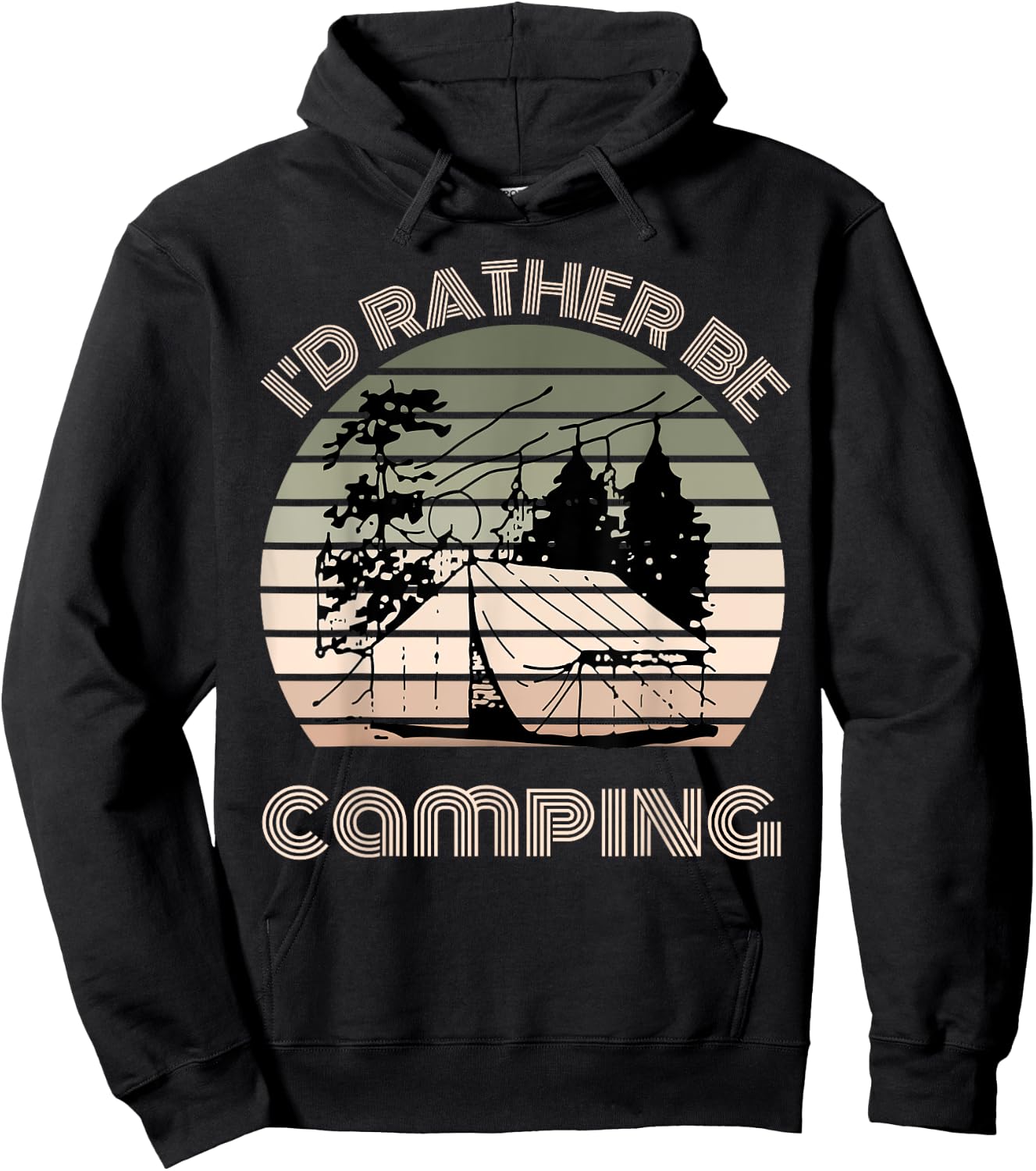 I'd rather be camping | sunset camping campers men or women Hoodie - Hoodie | Black