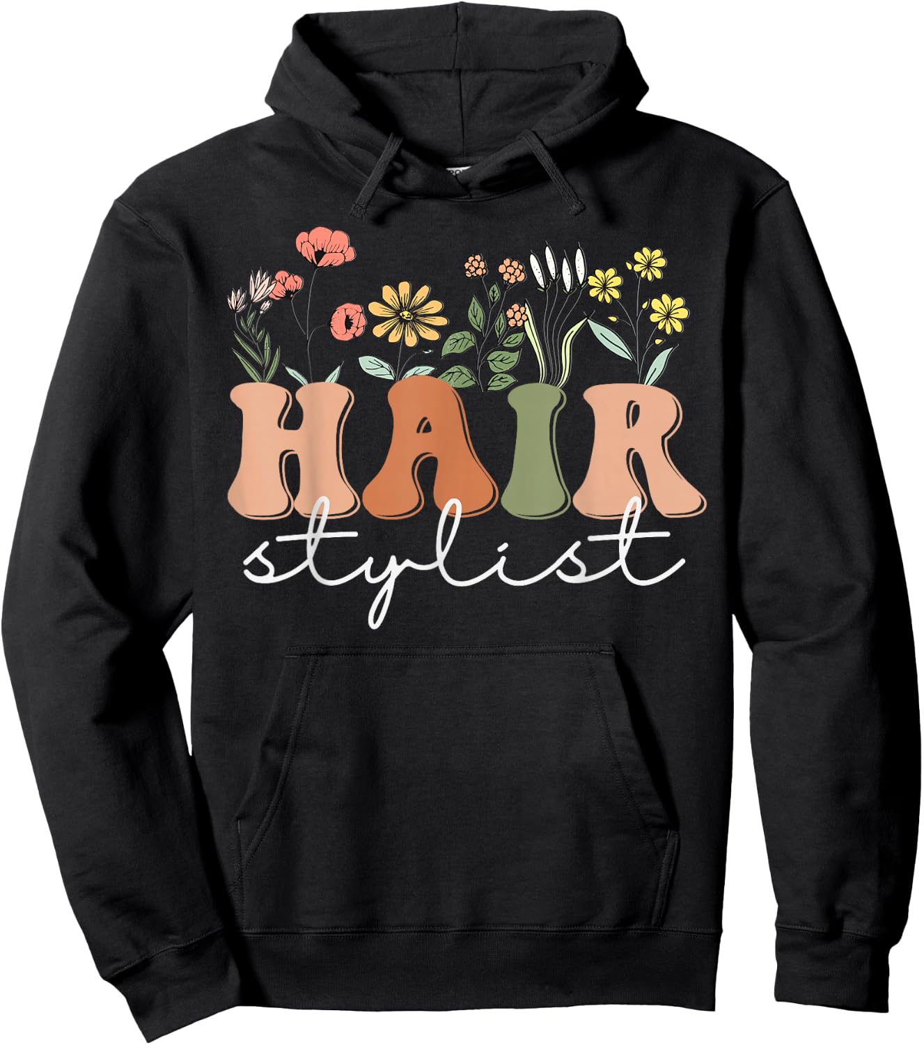 Hairstylist Hairapist Hairdresser Hair Stylist Wildflower Hoodie - Hoodie | Black