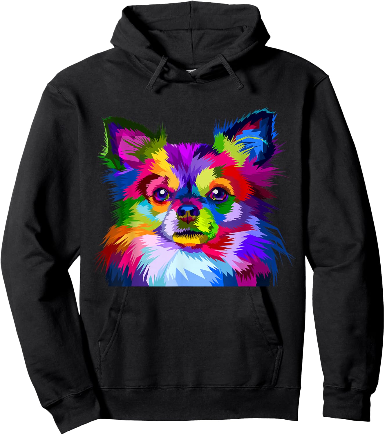 Long Hair Chihuahua Pop Art Portrait Art for Dog Owners Hoodie - Hoodie | Black