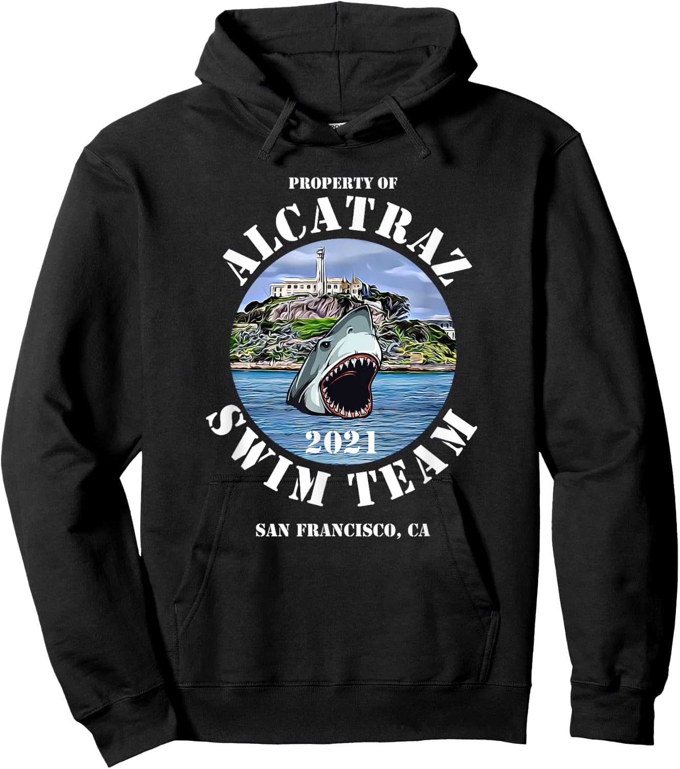 Alcatraz Island Escape Swim Team Shark 2021 Apparel Hoodie - Hoodie | Black
