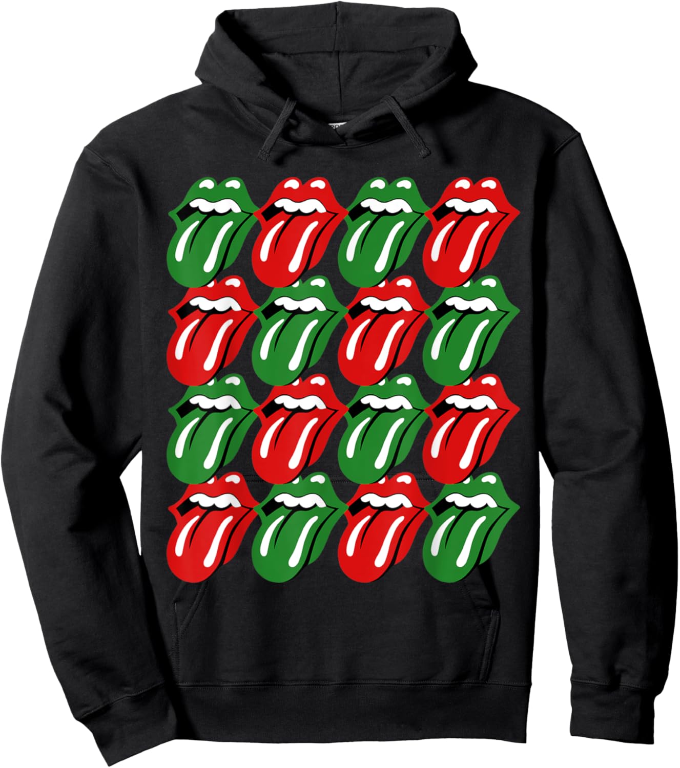 Rolling Stones Holiday Tongue Repeat Logo Hoodie - Hoodie | Black