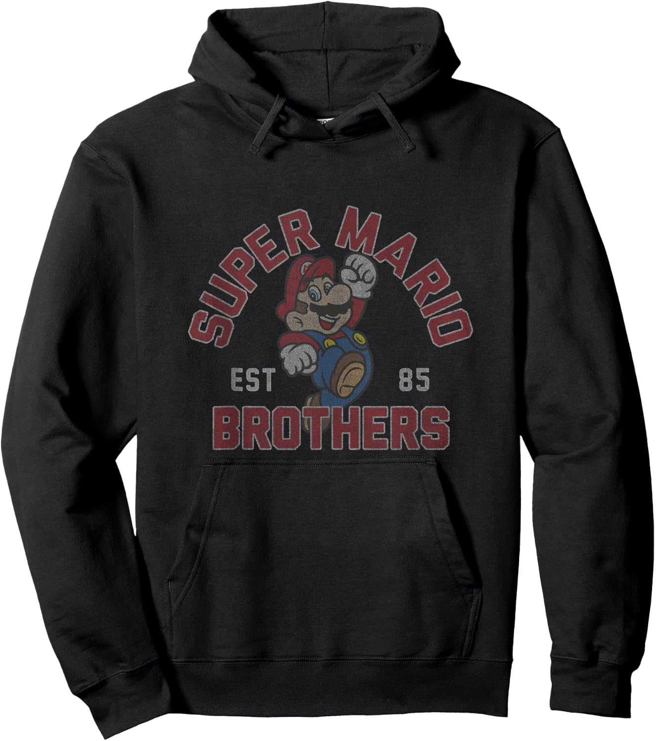 Super Mario Brothers EST 85 Mario Jumping Portrait Hoodie - Hoodie | Black
