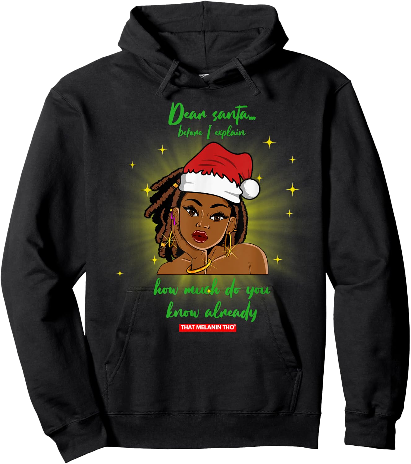 Dear Santa How Much Do You Know Black Mrs. Claus Christmas Hoodie - Hoodie | Black