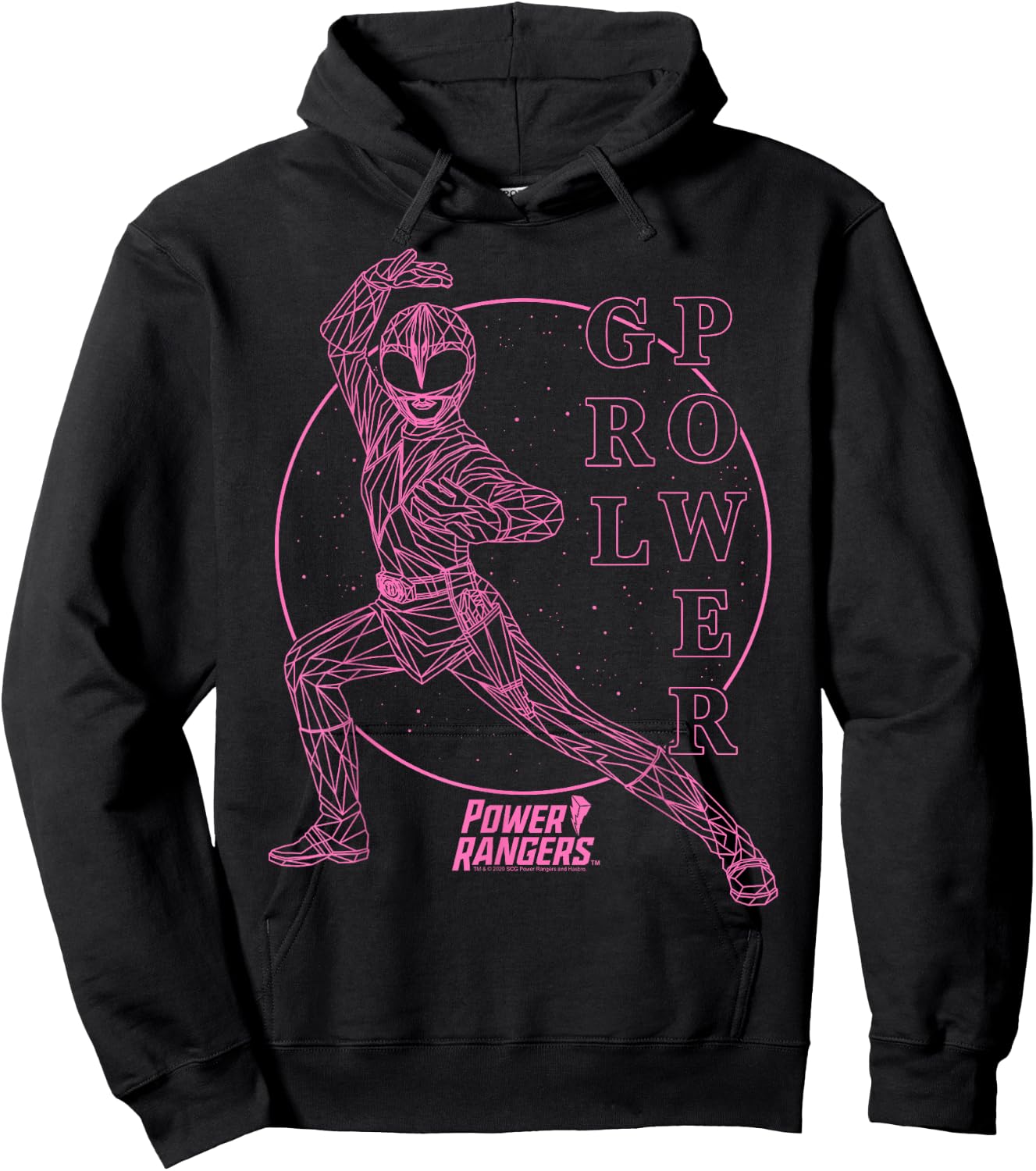 Power Rangers Pink Ranger Girl Power Geometric Line Art Hoodie - Hoodie | Black