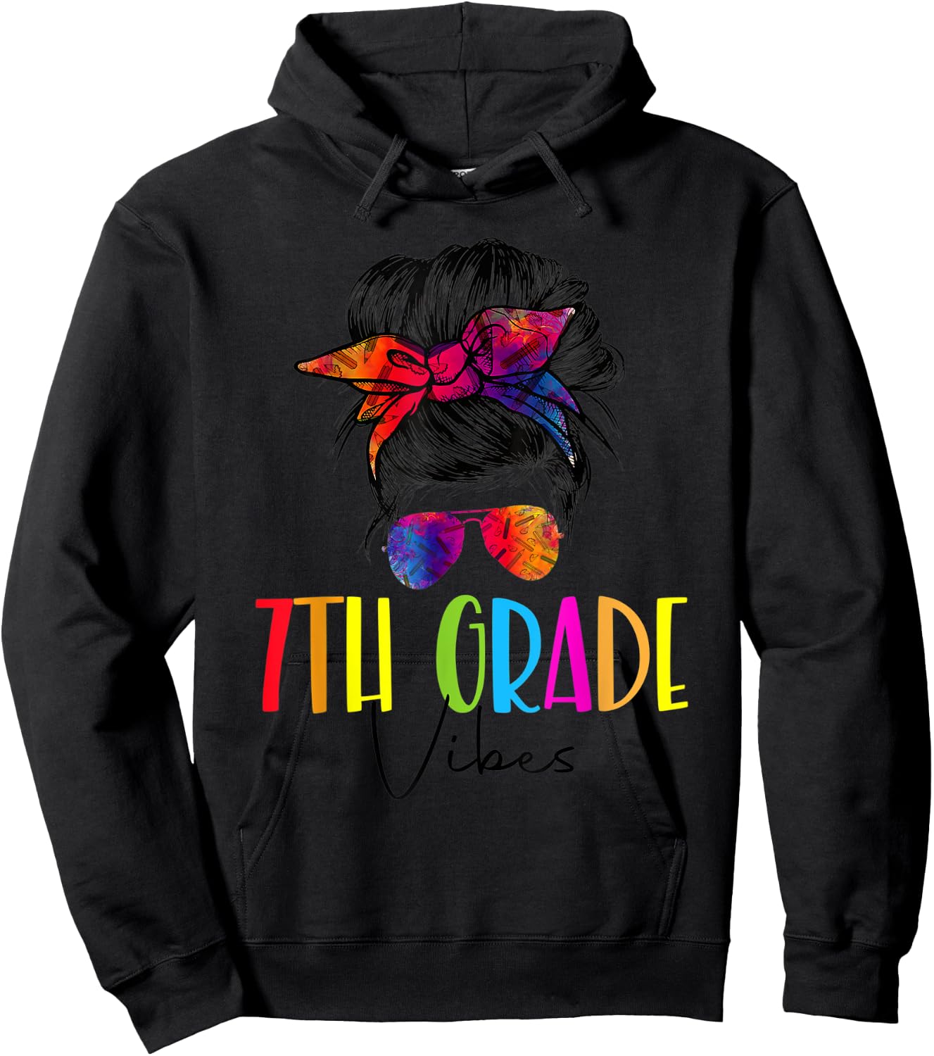Back To School Seventh Grade Vibes First Day Teacher Tie Dye Hoodie - Hoodie | Black