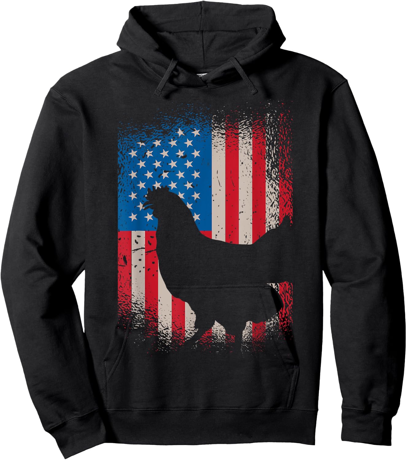 Chicken USA Flag design for Patriotic Farmer Kids Men Hoodie - Hoodie | Black