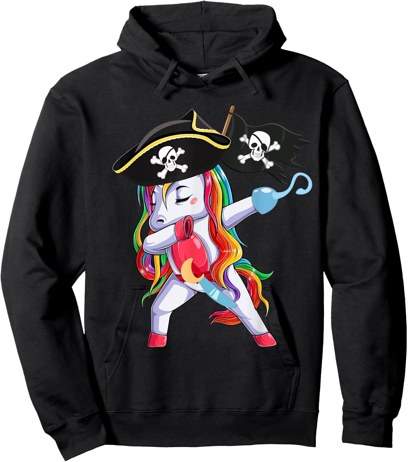 Halloween Dabbing Cute Pirate Unicorn Apparel Kids Girls Hoodie - Hoodie | Black