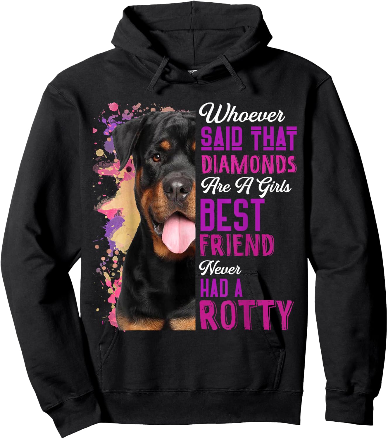 Rottweilers Are A Girls Best Friend Dog Mama Rotty Lover Mom Hoodie - Hoodie | Black