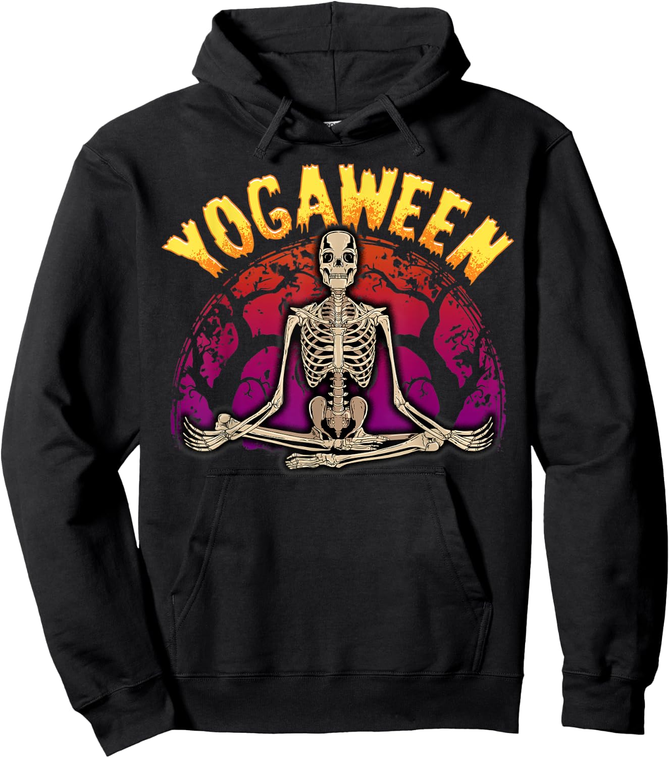 Funny Yogaween Scary Halloween Buddha Meditation Skeleton Hoodie - Hoodie | Black