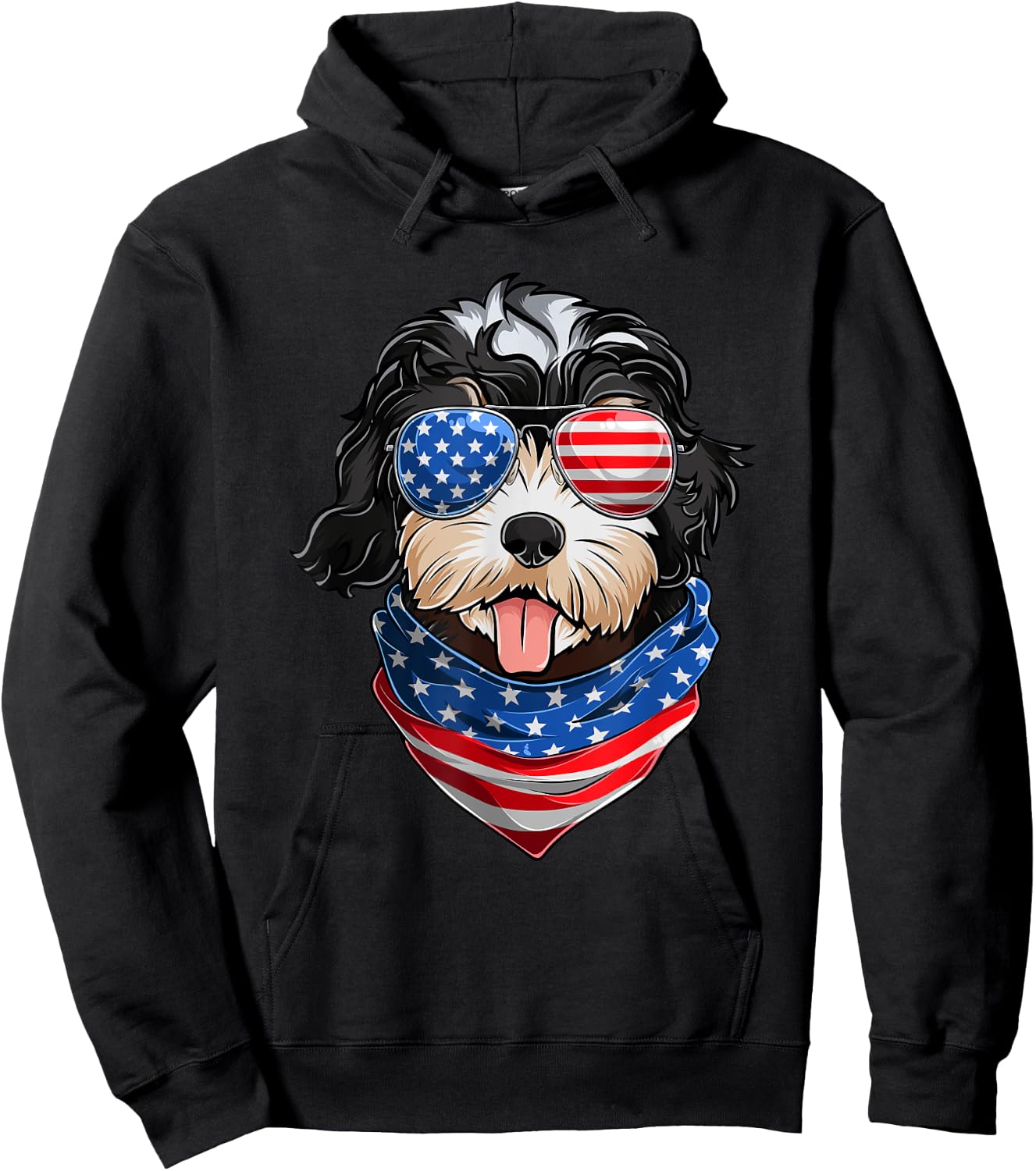 American Flag Golden Doodle Shirts, Fourth Of July Pet Lover Hoodie - Hoodie | Black