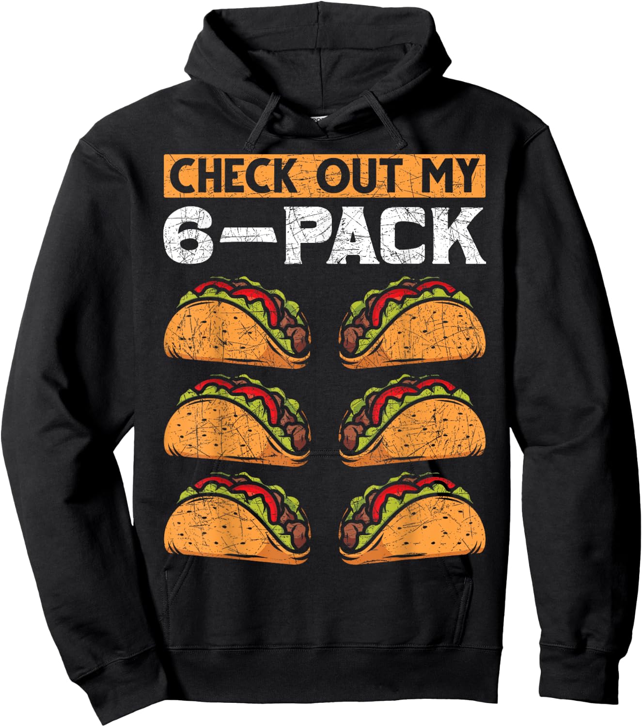Abs Gym Workout Check Out My 6 Pack Funny Foodie Taco Hoodie - Hoodie | Black