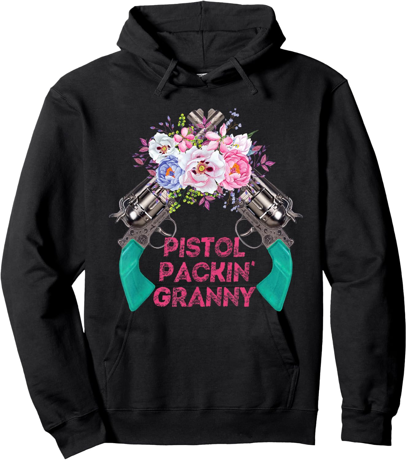 Pistol Packin Granny Grandma Gun Rights 2nd Amendment Hoodie - Hoodie | Black