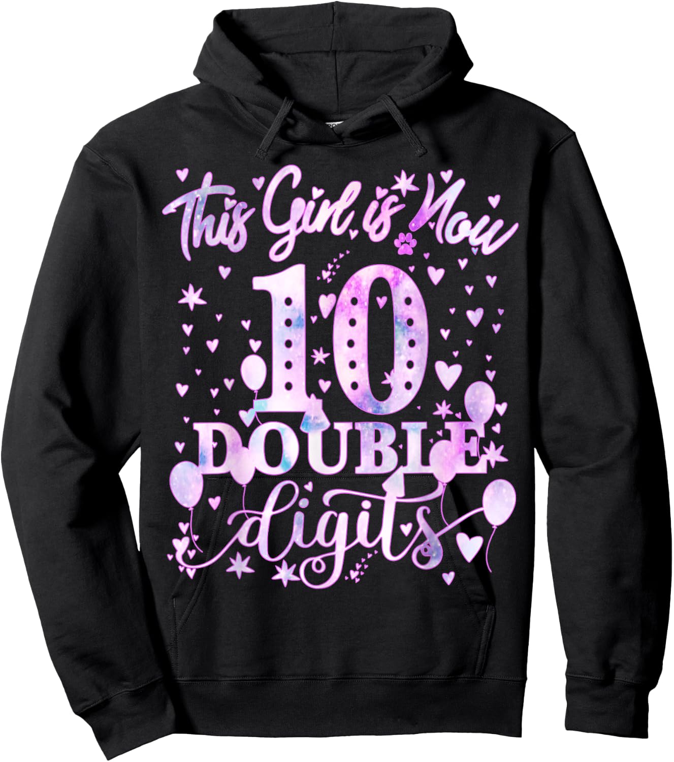 10th Birthday Gift This Girl Is Now 10 Double Digits Tie Dye Hoodie - Hoodie | Black