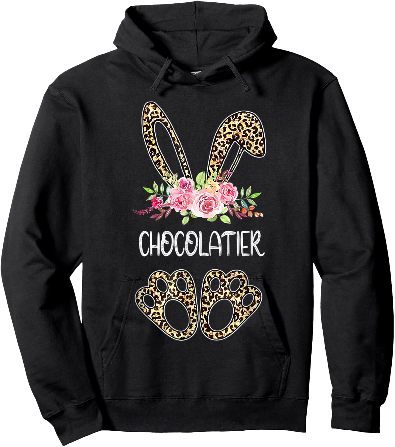 Chocolatier Bunny Leopard Flowers Easter 2022 Hoodie - Hoodie | Black