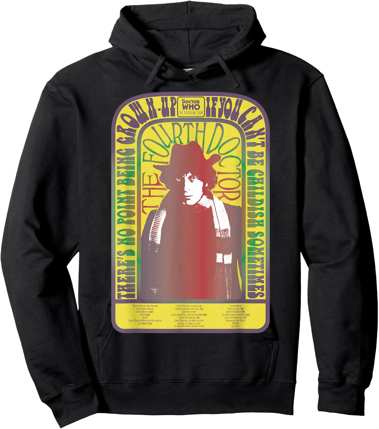 Spacetime-Tour 4th Doctor Baker Retro Time Travel Hoodie - Hoodie | Black