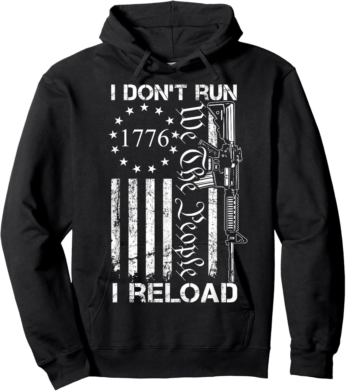 I Don't Run I Reload - USA Flag Pro Guns AR15 Funny Gun Joke Men Hoodie - Hoodie | Black