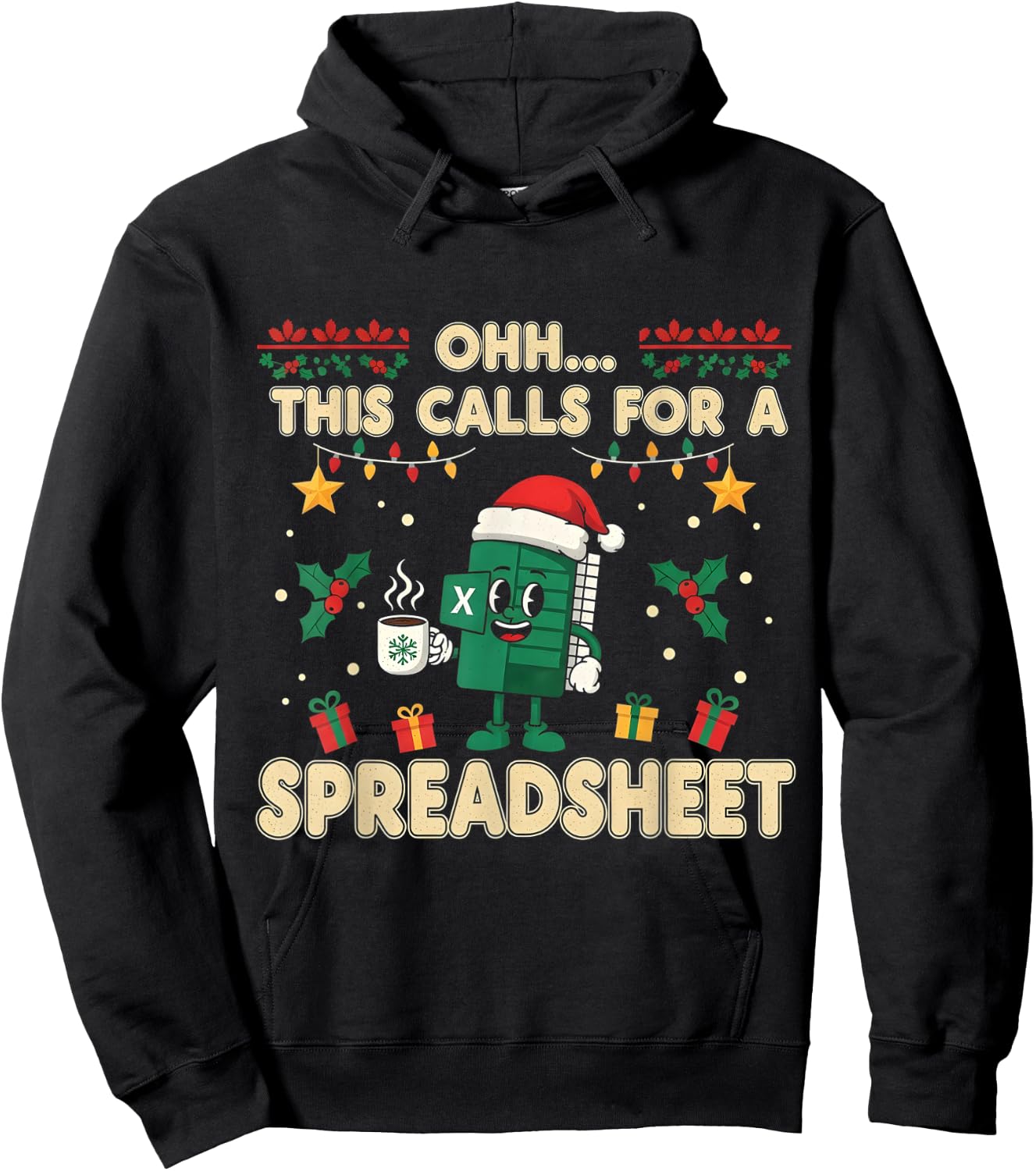 Oh This Calls for a Spreadsheet Christmas Sweater Hoodie - Hoodie | Black