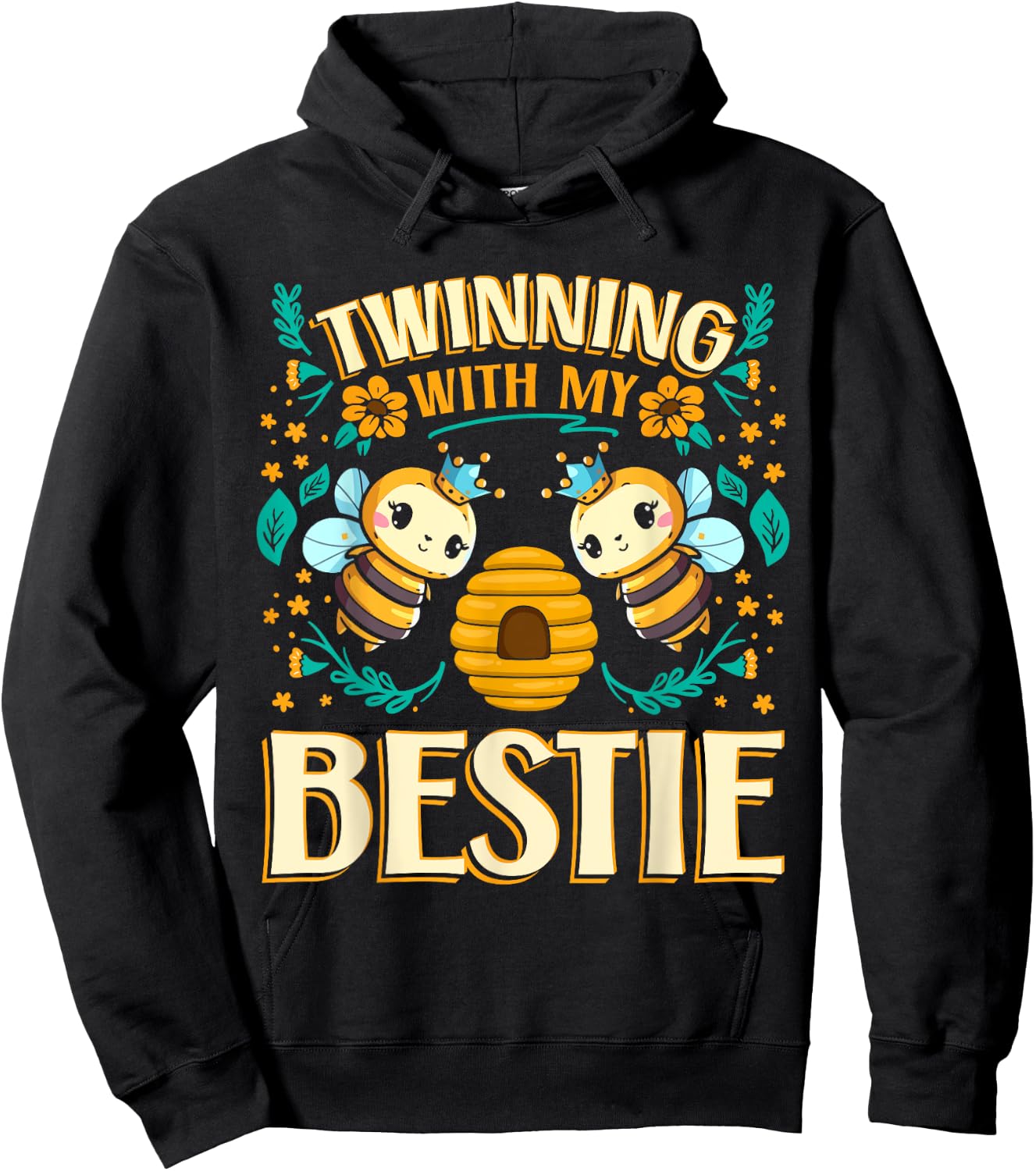 Twinning Bestie | Friendship | Spirit Week | Twins Day | Bee Hoodie - Hoodie | Black
