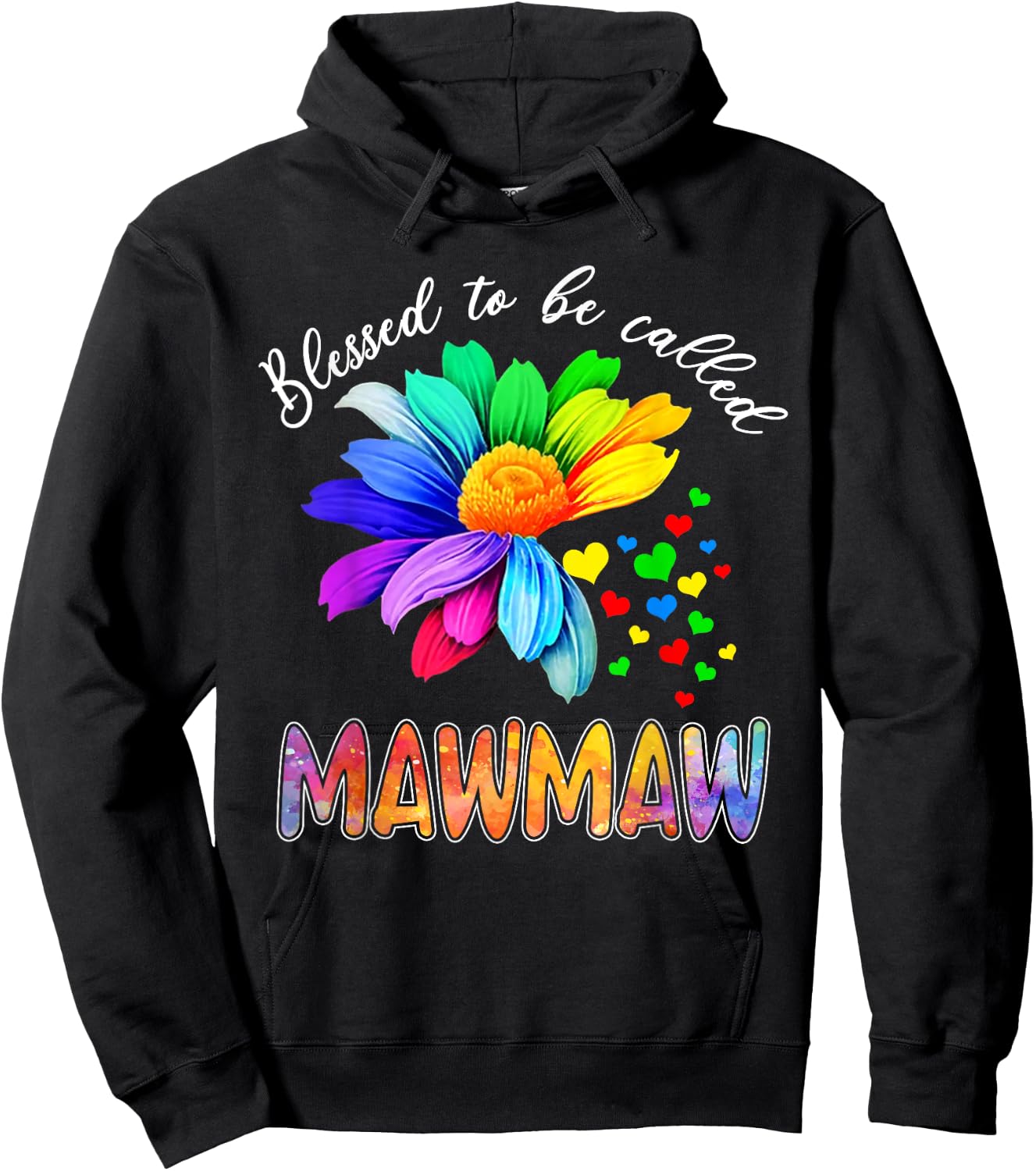 Blessed To Be Called Mawmaw Shirt Sunflower Rainbow Lovers Hoodie - Hoodie | Black