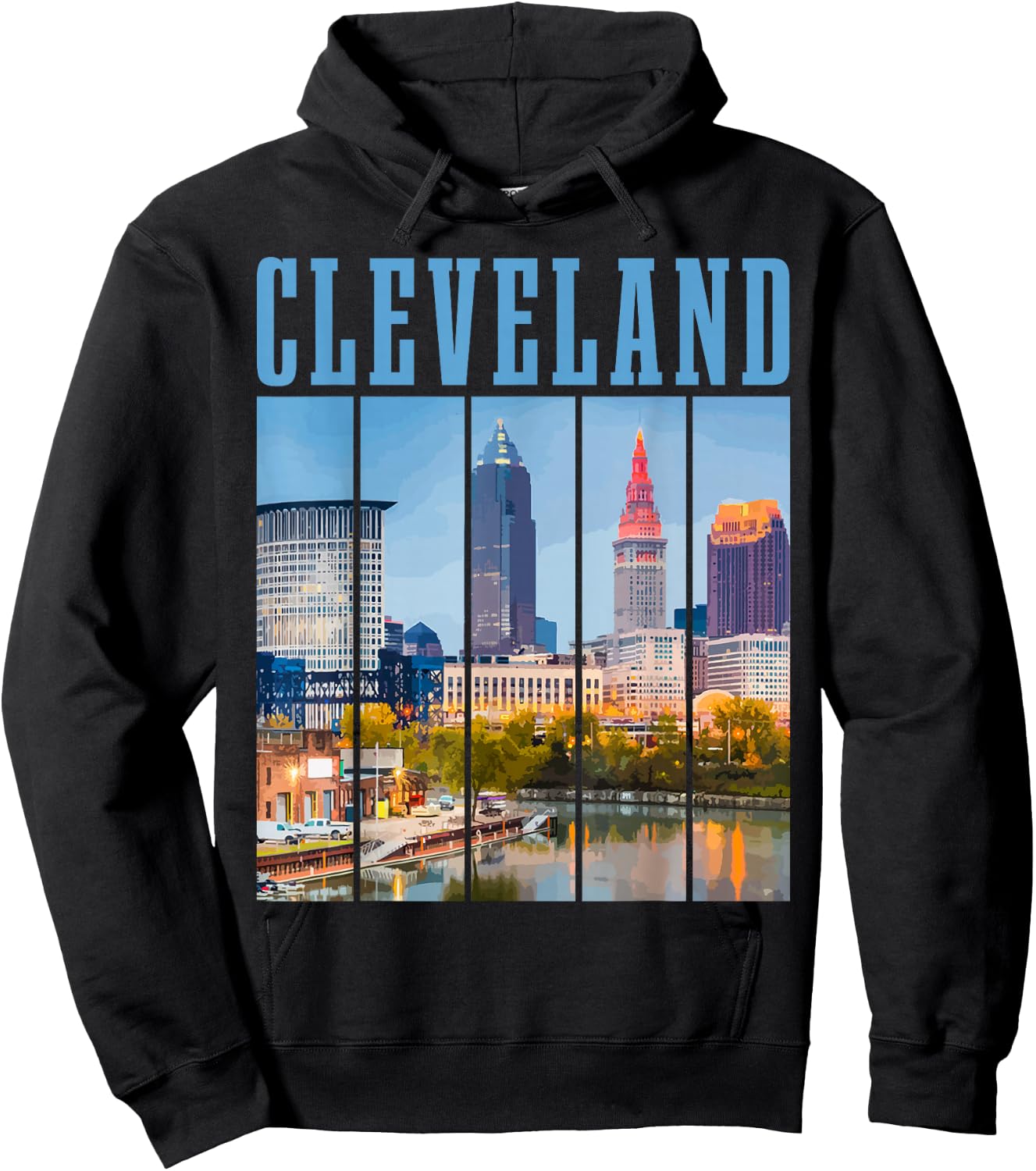 Cleveland Skyline 216 Ohio Vintage Pride Hoodie - Hoodie | Black