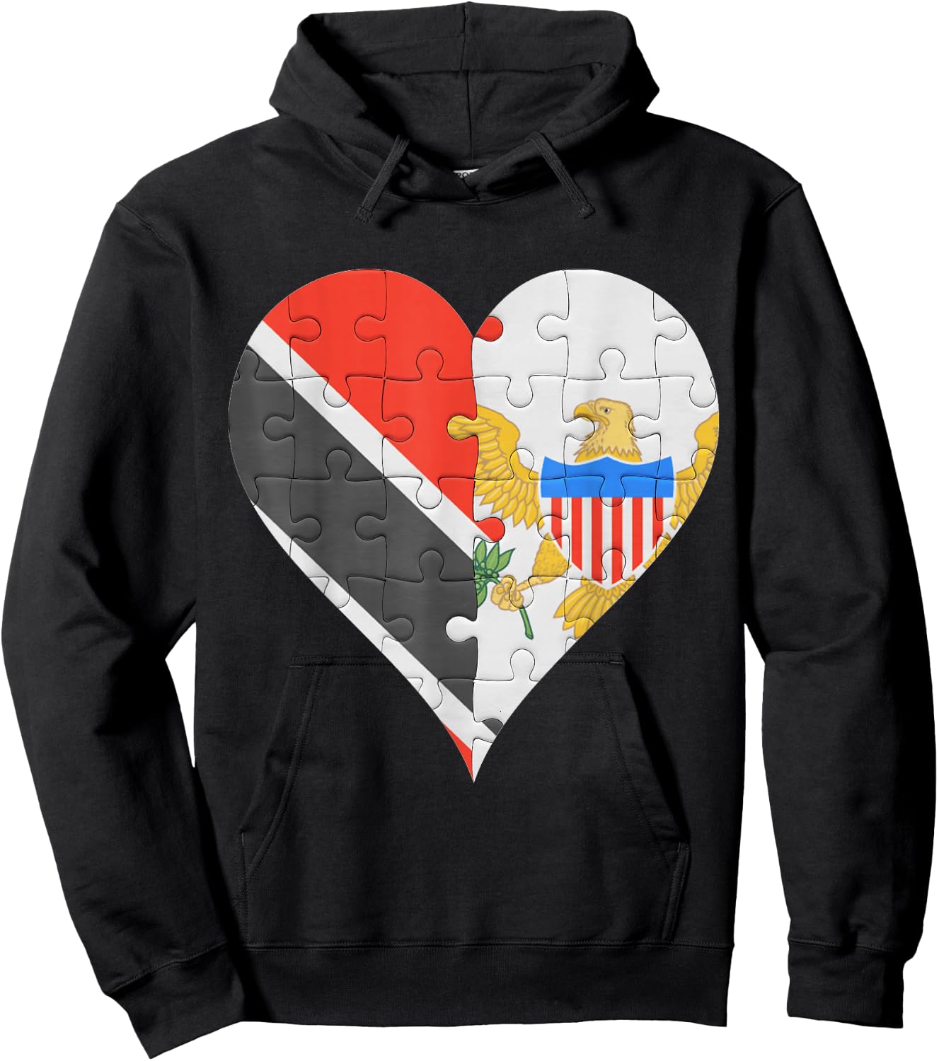 Trinidadian And Tobagoan Virgin Islander Flag Heart Hoodie - Hoodie | Black