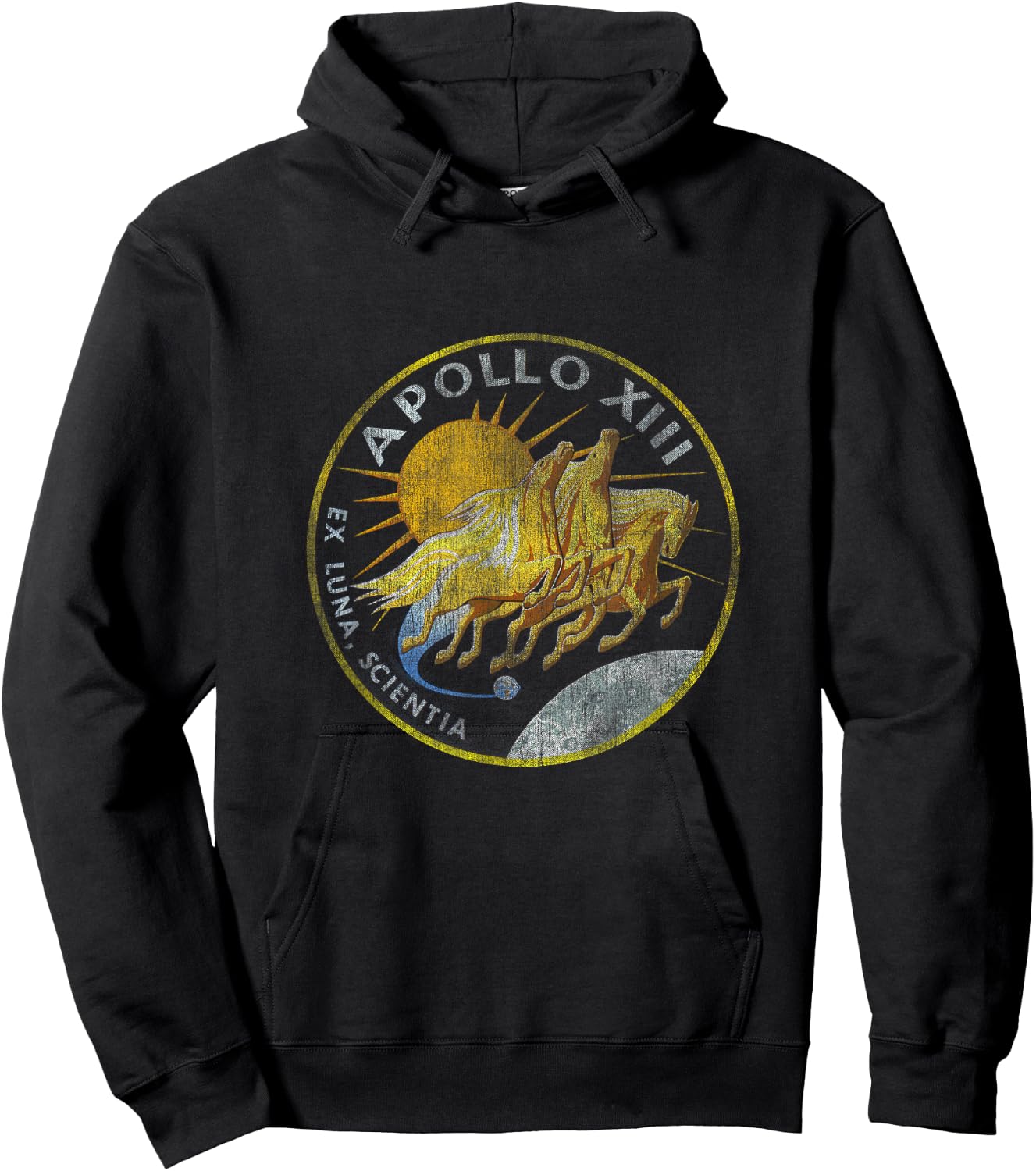 NASA Apollo 13 Mission Badge Distressed Hoodie - Hoodie | Black