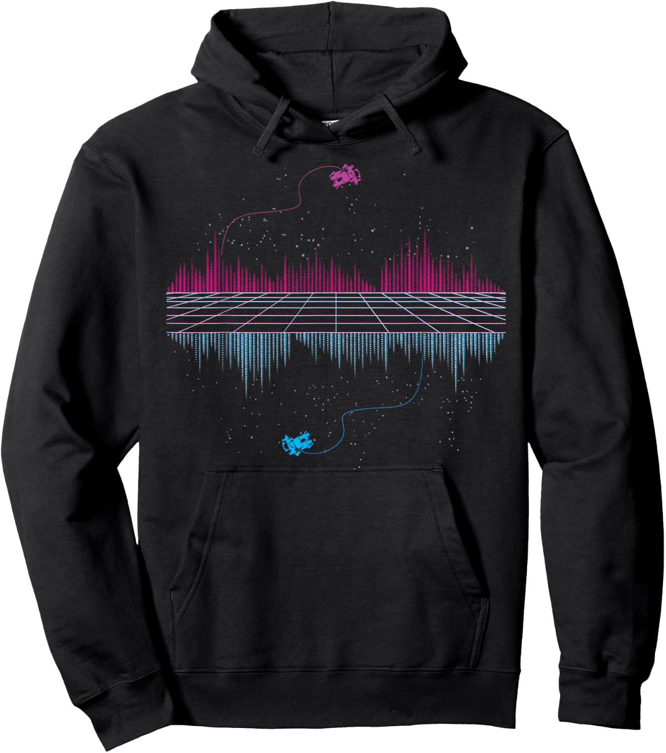 Outrun Synthwave Soundwave Vaporwave aesthetic Hoodie - Hoodie | Black