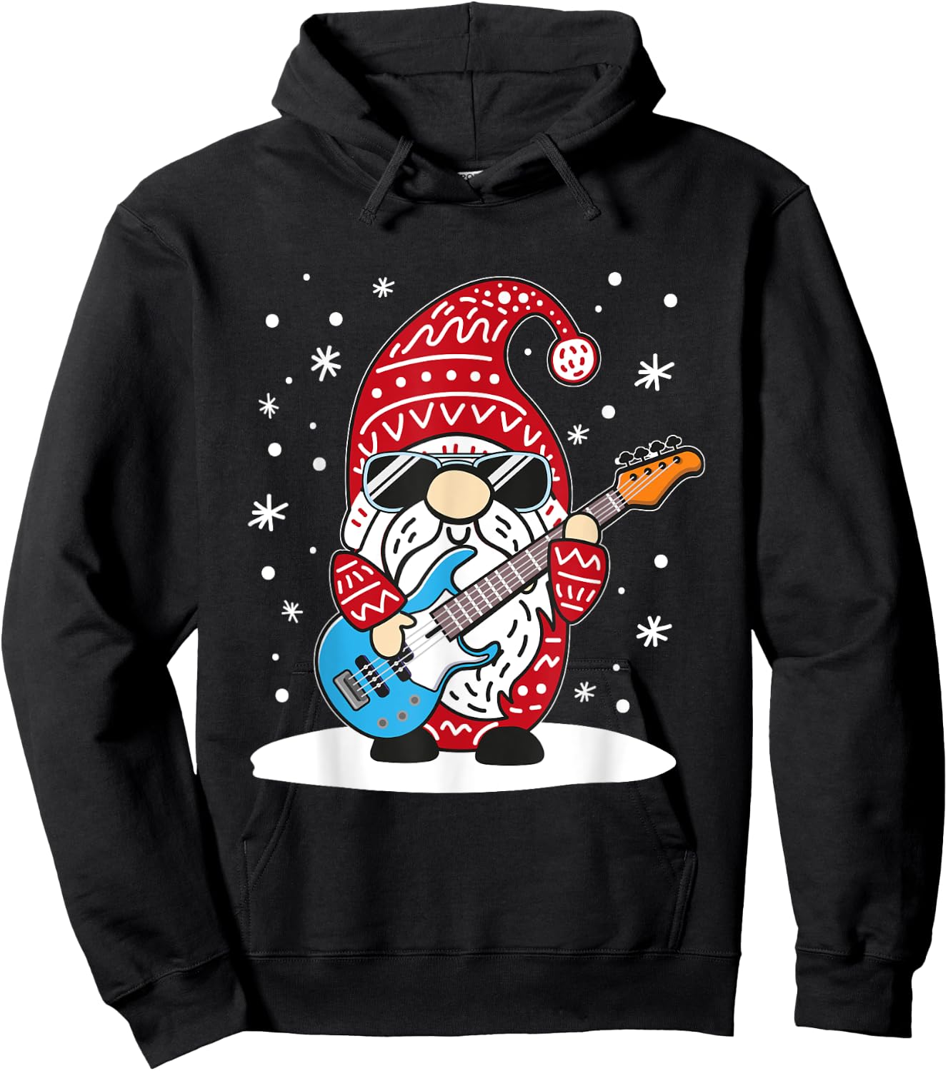 Christmas Bass Guitar Gnome Bass Player Music Lover Musician Hoodie - Hoodie | Black